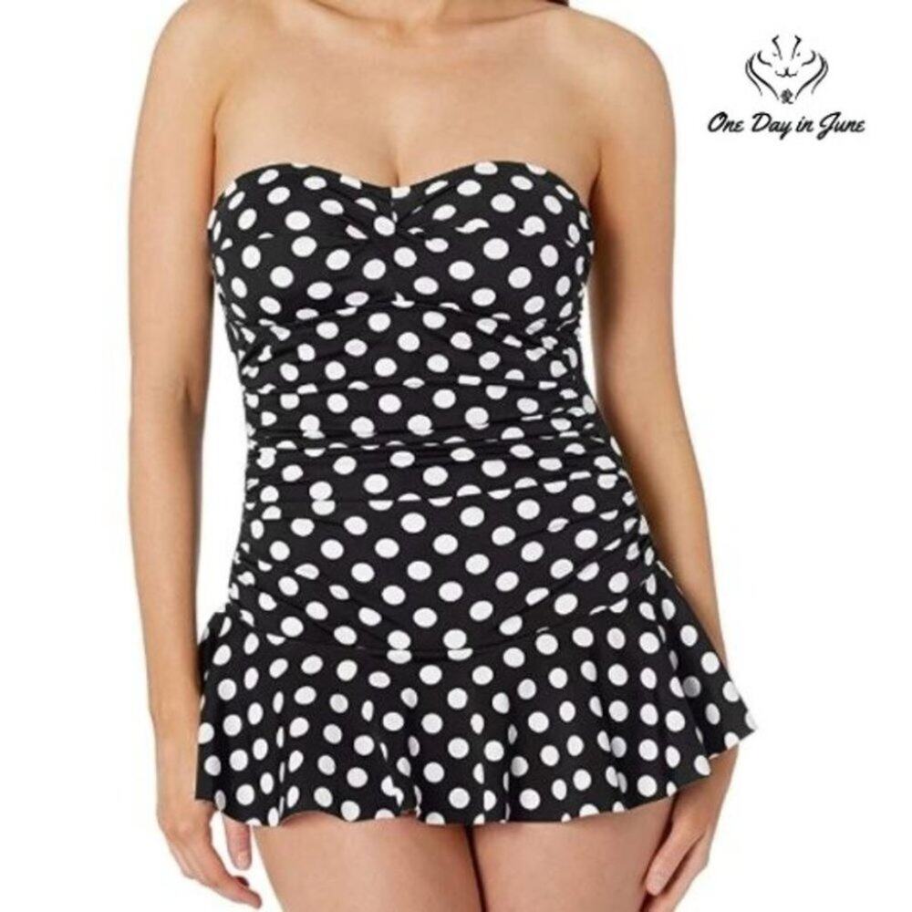 Chaps Skirted Bandeau Mio One Piece Swimsuit Size 18